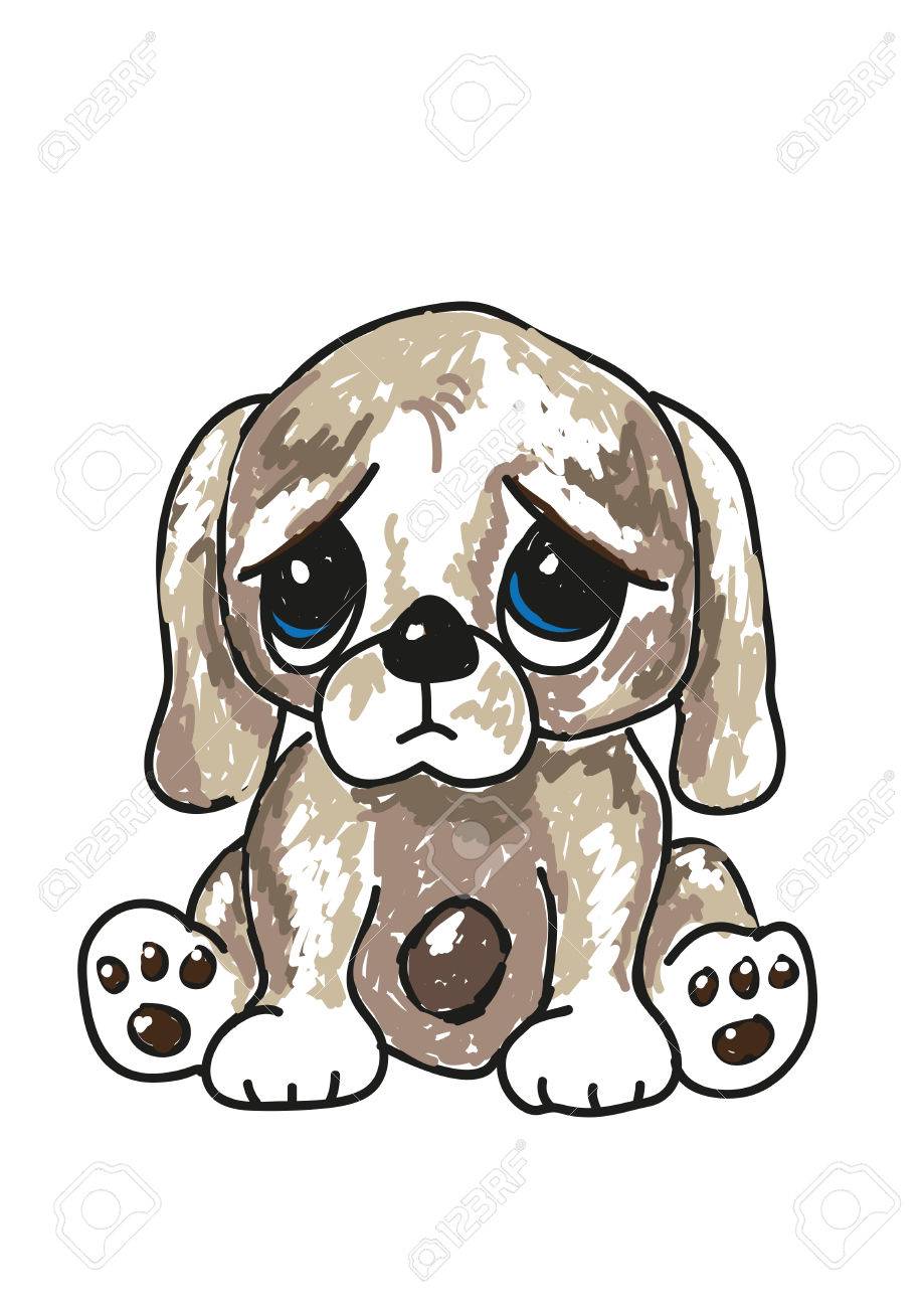 919x1300 Sketch Oh A Cute Sad Looking Cartoon Puppy, With Big Blue Eyes