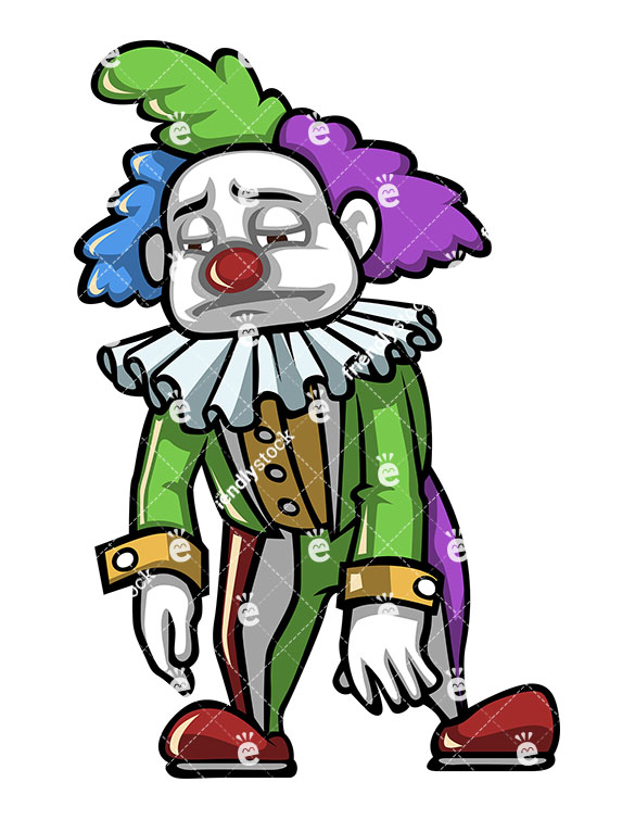 585x755 Depressed Clown Feeling Sad And Disappointed Vector Clipart