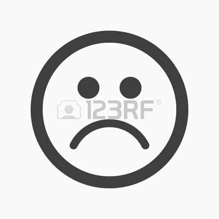 450x450 Sad Smiley Icon. Bad Feedback Symbol. Orange Circle Button