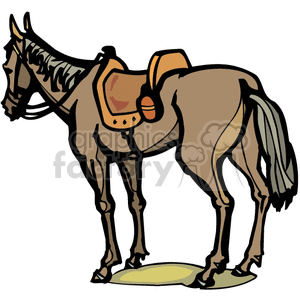 300x300 Royalty Free A Brown Horse Standing Still With A Saddle On It