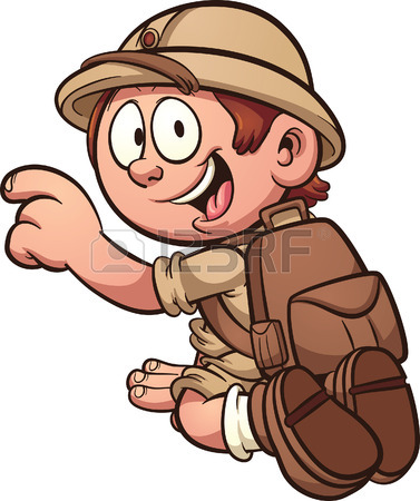 377x450 Explorer Kids In Safari Outfits. Vector Clip Art Cartoon