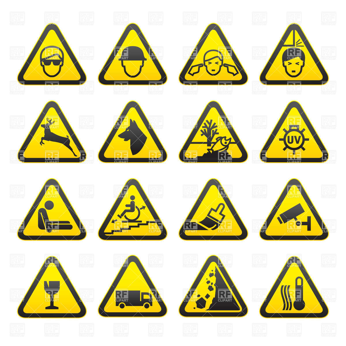 1200x1200 Warning Safety Signs Royalty Free Vector Clip Art Image