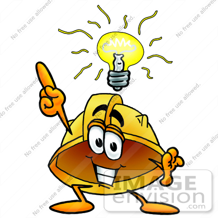 450x450 Clip Art Graphic Of A Yellow Safety Hardhat Cartoon Character