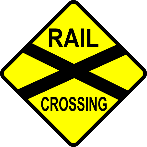600x600 Caution Railroad Crossing Clip Art