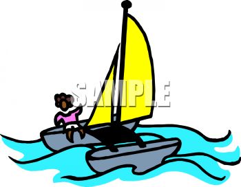 350x272 Royalty Free Clip Art Image Person Sailing A Catamaran