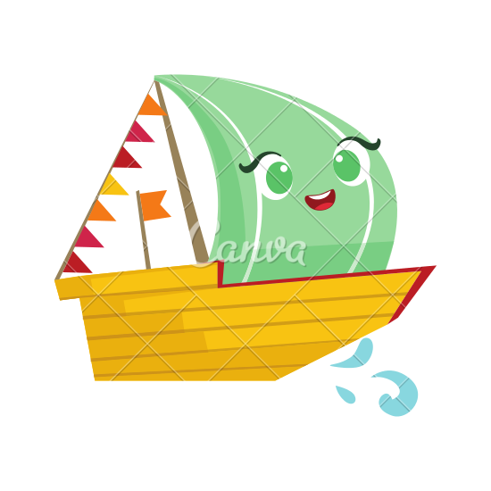 550x550 Regatta Sailing Boat Cartoon