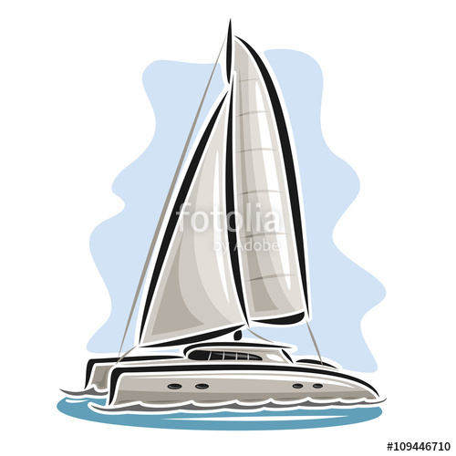 500x500 Vector Logo Sailing Catamaran, Sailboat, Sailer, Sloop, Ship, Sail