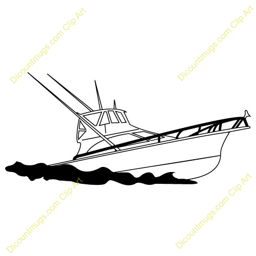500x500 Fishing Boat Clipart Black And White