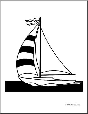 304x392 Clip Art Sailboat (Coloring Page) I Abcteach