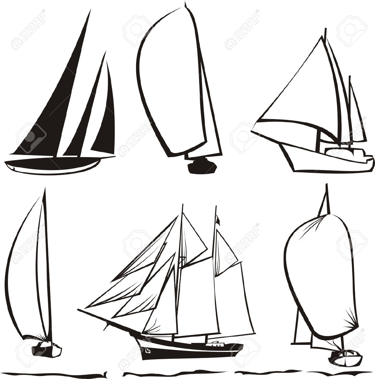 1288x1300 Drawn Sailboat Line Drawing