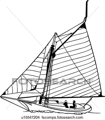 411x470 Clipart Of , Boat, Friendship, Sailboat, Sailing, Sloop, Sport