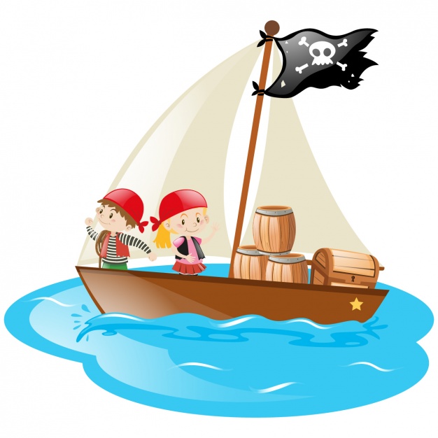 626x626 Kids In A Pirate Boat Vector Free Download