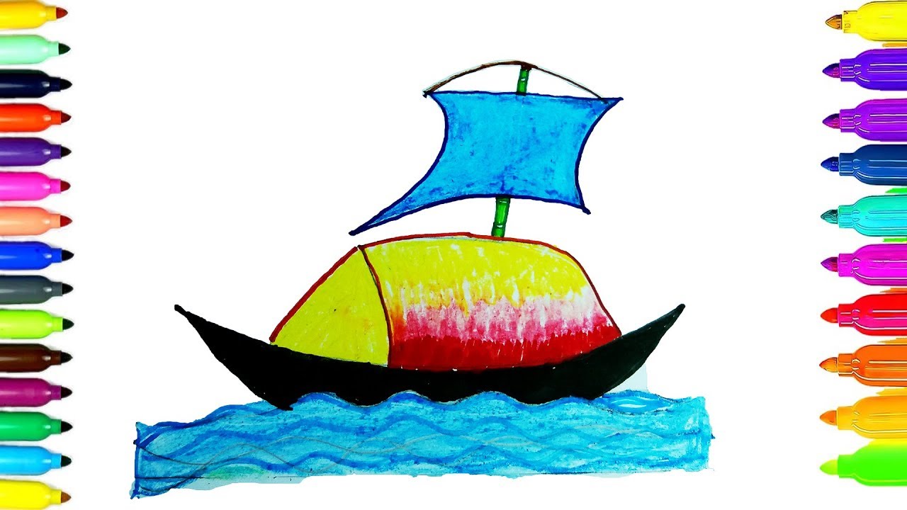 1280x720 How To Draw A Boat On Water Step By Step A Sailboat For Kids