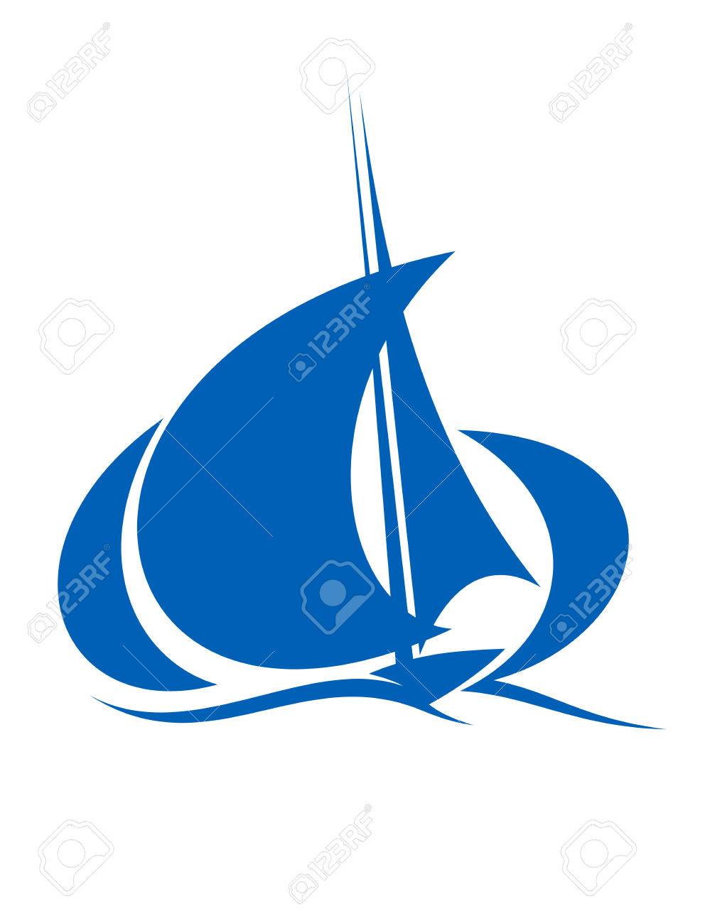 992x1300 Stylized Silhouette Of Blue Yacht Sailing The Ocean Waves