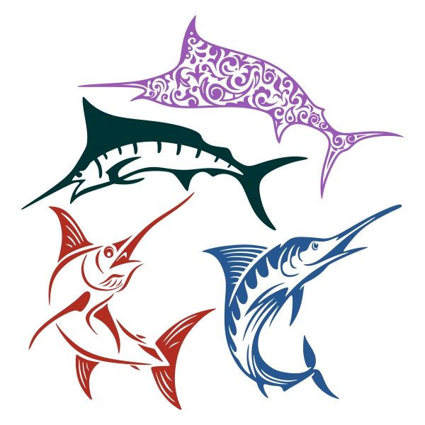 600x600 Marlin Fish Cuttable Design Cut File. Vector, Clipart, Digital
