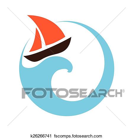 450x470 Clipart Of Sailing Boat On The Water, Logo K26266741