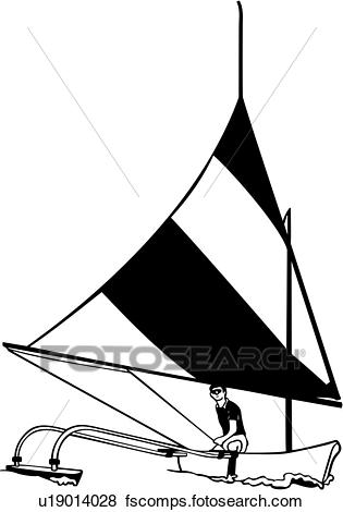 315x470 Clip Art Of , Boat, Outrigger, Sailboat, Sailing, Sport, Ship