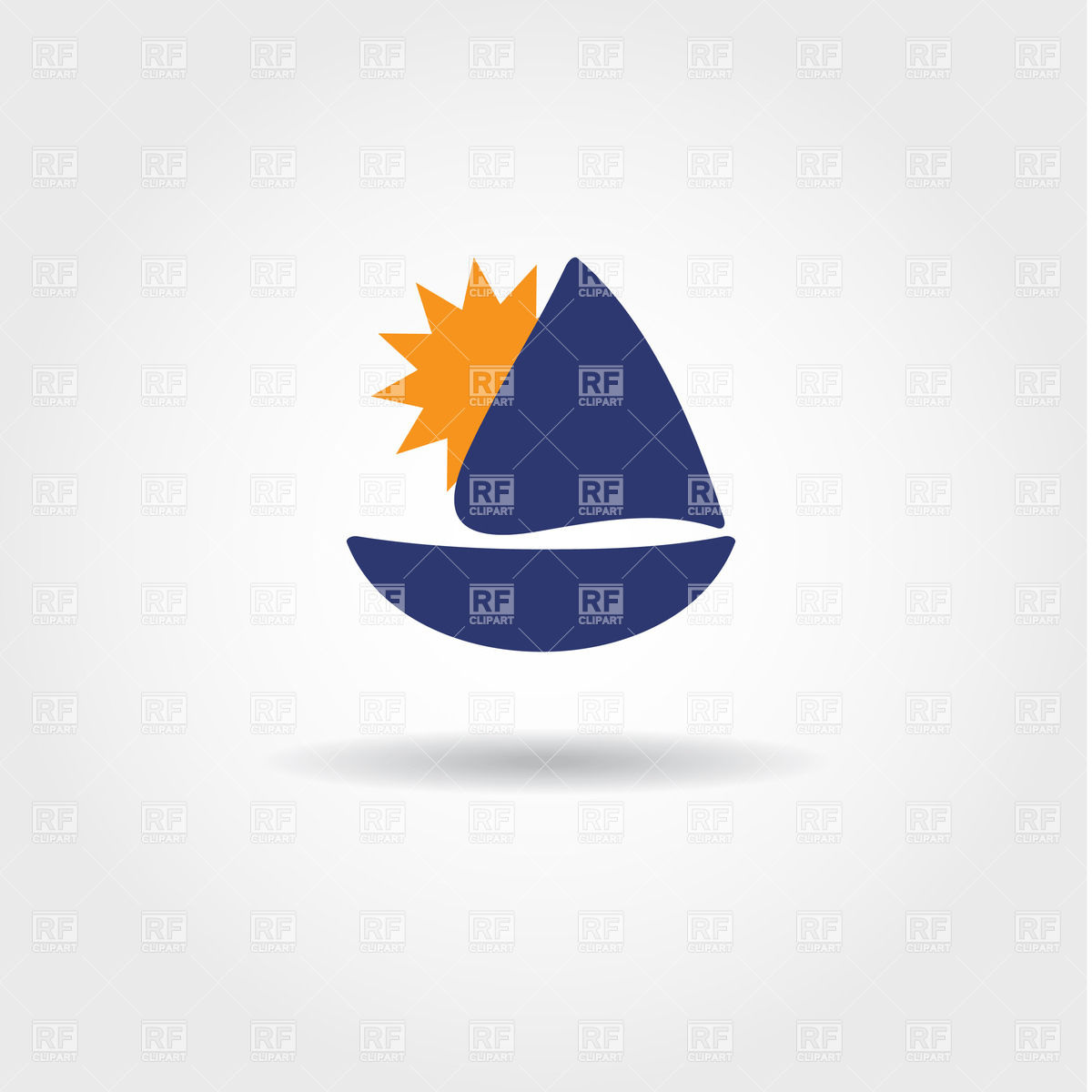 1200x1200 Sail Boat And Sun Icon Royalty Free Vector Clip Art Image