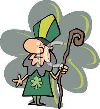321x350 Royalty Free Clipart Image Cartoon Of Saint Patrick Holding A Staff