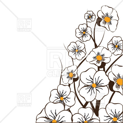 398x400 Hand Drawn Sakura Flowers And Place For Text Royalty Free Vector