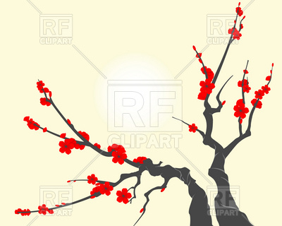 400x320 Sakura Blossom Branch, With Cherry Flowers Royalty Free Vector