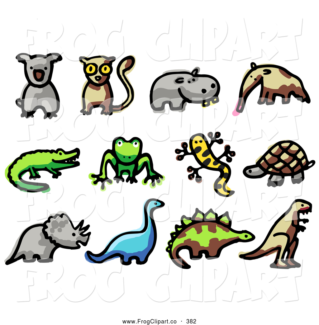 1024x1044 Clip Art Of A Digital Collage Of Cute Animals Koala, Lemur, Hippo