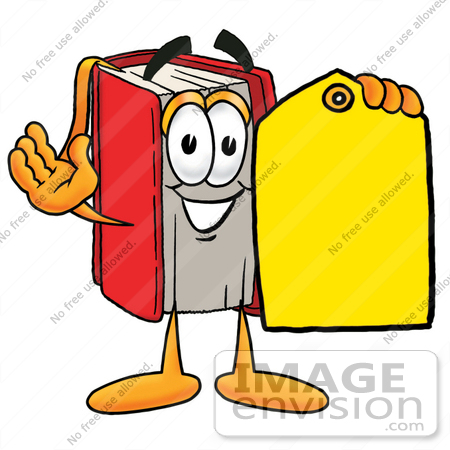 450x450 Clip Art Graphic Of A Book Cartoon Character Holding A Yellow