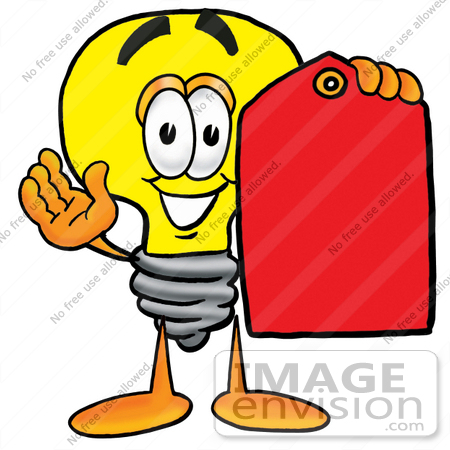 450x450 Clip Art Graphic Of A Yellow Electric Lightbulb Cartoon Character