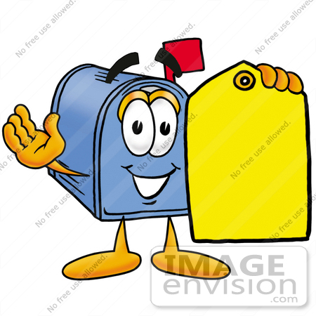 450x450 Clip Art Graphic Of A Blue Snail Mailbox Cartoon Character Holding