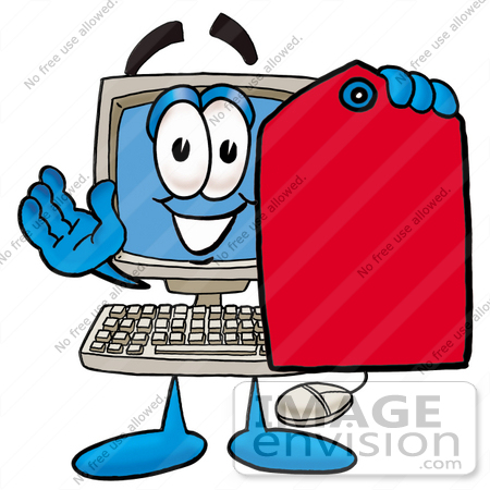 450x450 Cliprt Graphic Of Desktop Computer Cartoon Character Holding