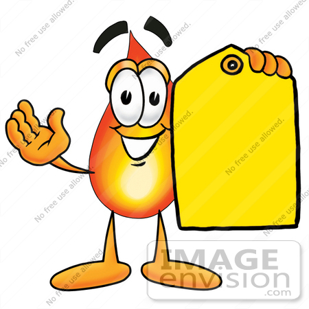 450x450 Clip Art Graphic Of A Fire Cartoon Character Holding A Yellow