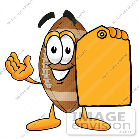 450x450 Clip Art Graphic Of A Football Cartoon Character Holding A Yellow