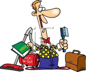 300x253 Door To Door Salesman Trying To Sell Vacuums Clip Art Image