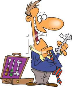 248x300 Smiling Tool Salesman Showing Off A Suitcase Of His Wares