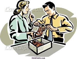 300x232 Shoe Salesman With Customer Vector Clip Art