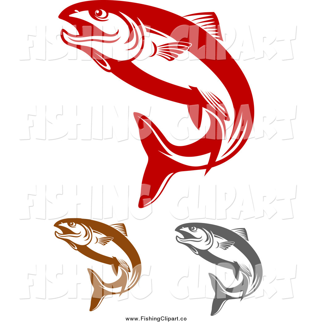 1024x1044 Clip Art Of Red Brown And Gray Salmon Fish Jumping By Vector