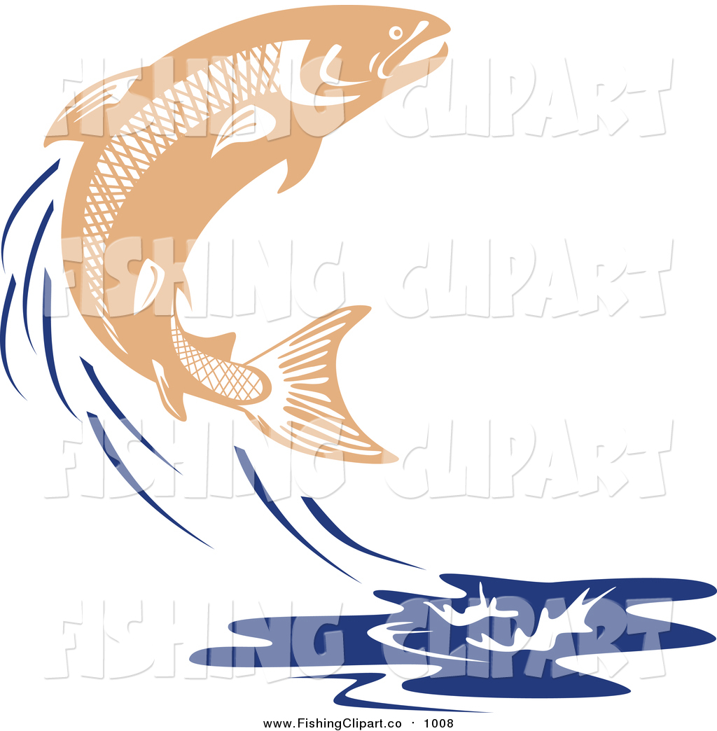 1024x1044 Clip Art Of A Leaping Salmon Fish And Blue Water Splash By