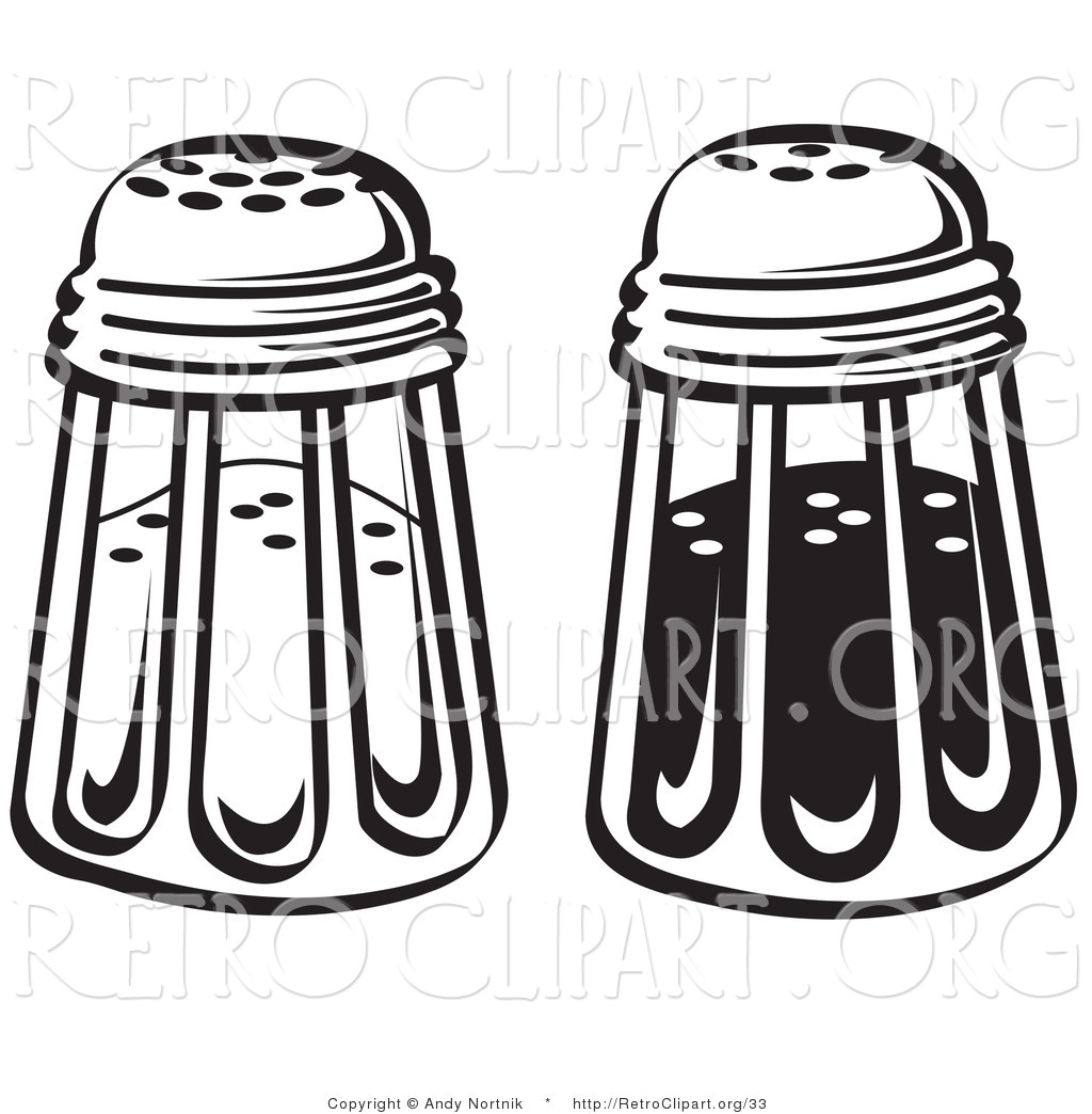 1024x1044 Retro Clipart Of Blacknd White Saltnd Pepper Shakers In