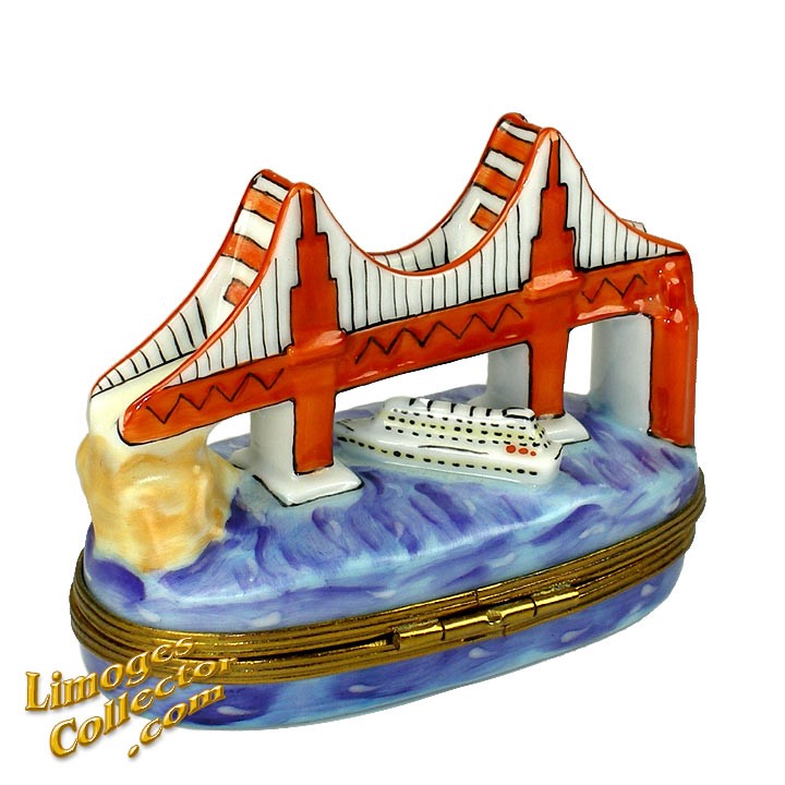 720x720 Golden Gate Bridge With Cruise Ship Limoges Box By Rochard