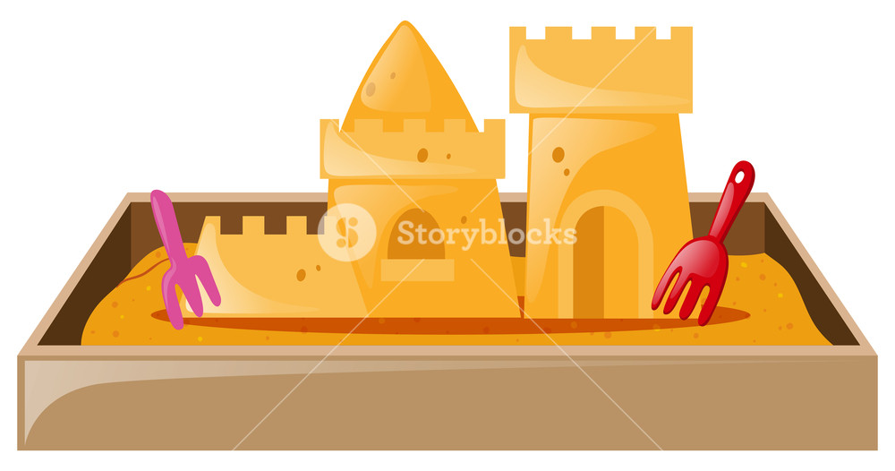 1000x526 Sand Castle In Sandbox Illustration Royalty Free Stock Image
