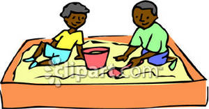 300x156 Children Playing In A Sandbox Royalty Free Clipart Picture
