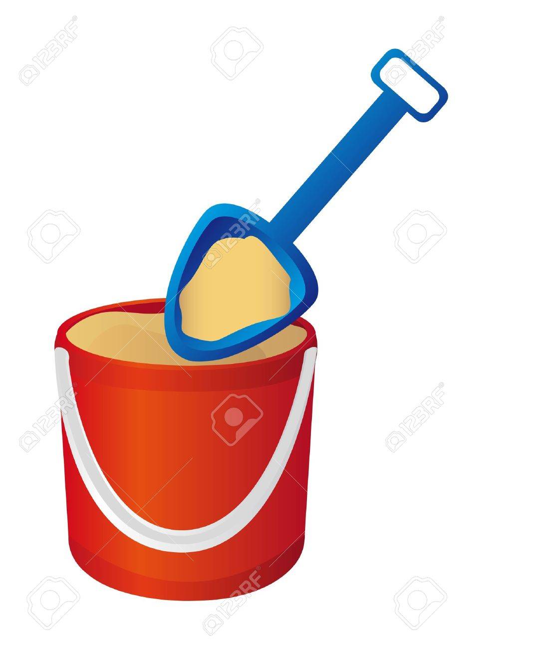 1098x1300 Bucket And Spade With Sand. Vector Illustration Royalty Free