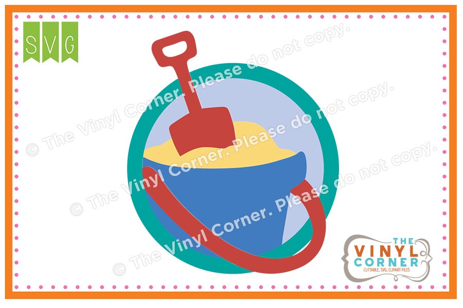 900x600 Applique Corner Sand Bucket Circle Cuttable Svg Clipart Design