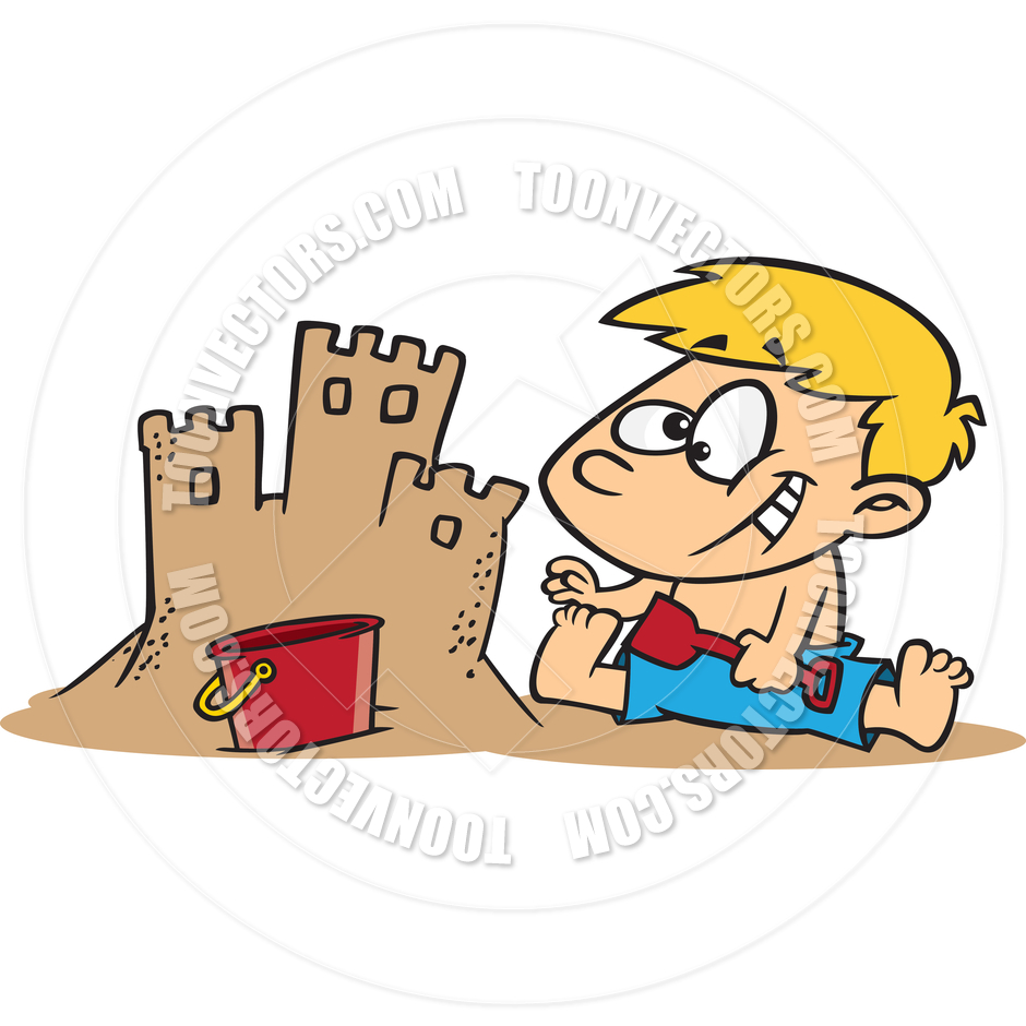 940x940 Cartoon Boy Making A Sand Castle By Ron Leishman Toon Vectors