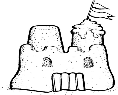 Sand Castle Clip Art Black And White Cute Coloring Page Sketch Coloring ...