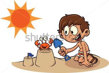 380x255 Sand Castle Kid Building A Sand Vector All In Single Stock Vector