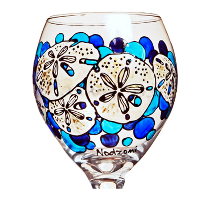 648x648 Sand Dollar Wine Glass Hand Painted Custom Wine Glasses Design