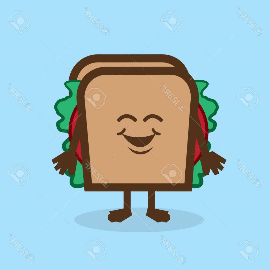 1024x1024 Best Free Sandwich Character Standing And Smiling Stock Vector Drawing