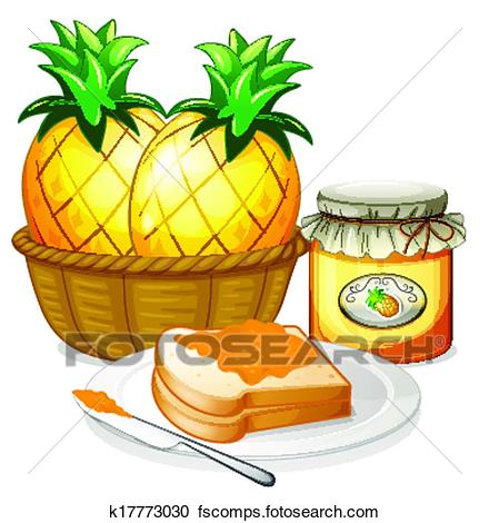 440x470 Clipart Of Pineapple, Jam And Sandwich K17773030
