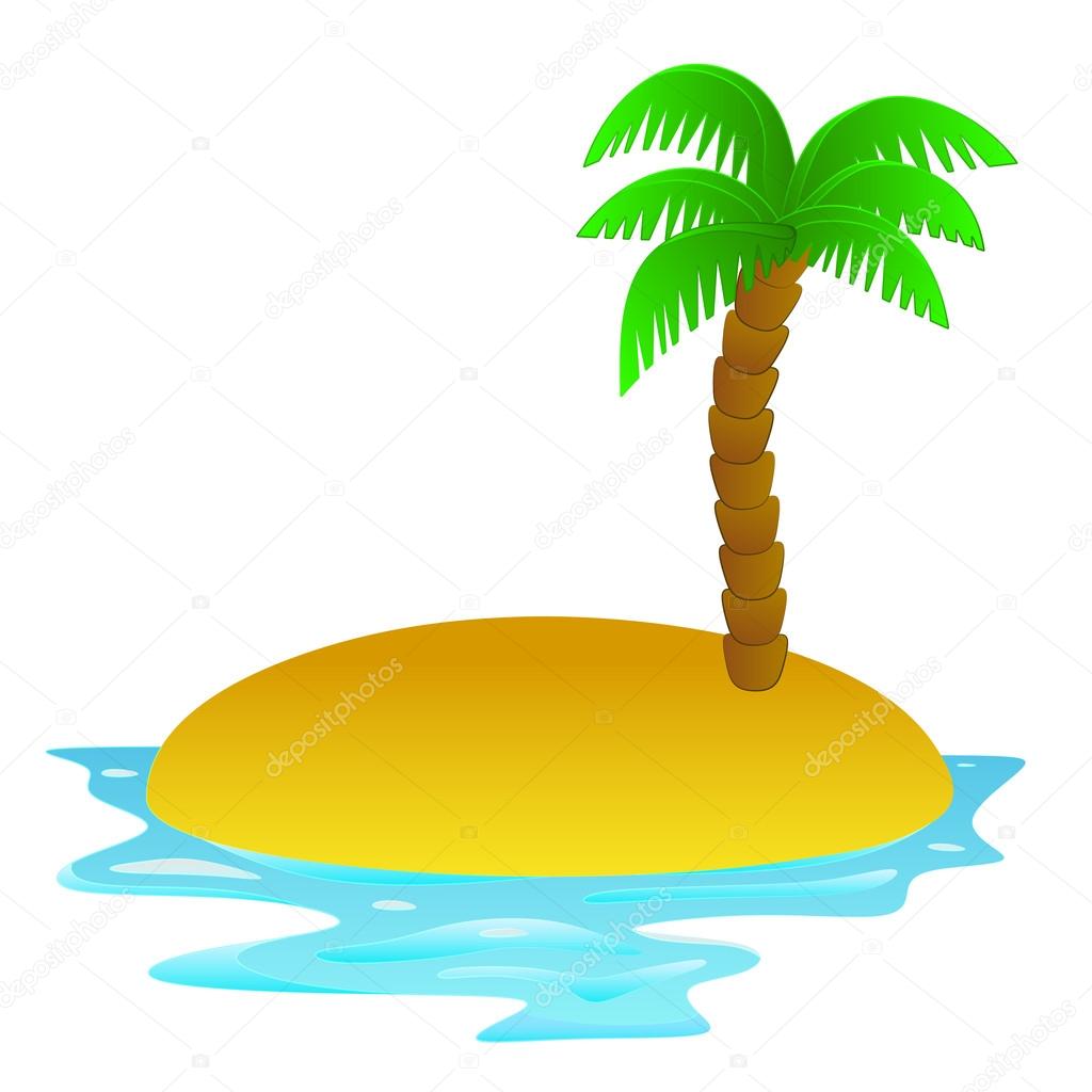 1024x1024 Lonely Tropical Sandy Island Vector Clip Art Stock Vector